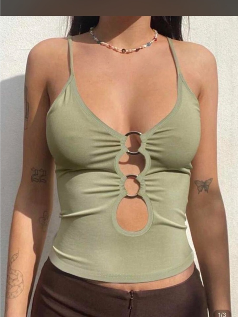 Ring-Detail Spaghetti Strap Camisole